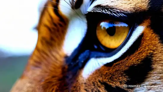 Close-Up of a Tiger's Eye Captures Its Intensity – AI Generated Video | Hailuo AI