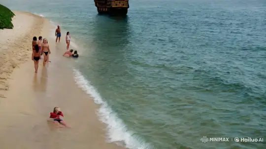 Pirate Ship Emerges on Serene Beach Horizon – AI Generated Video | Hailuo AI
