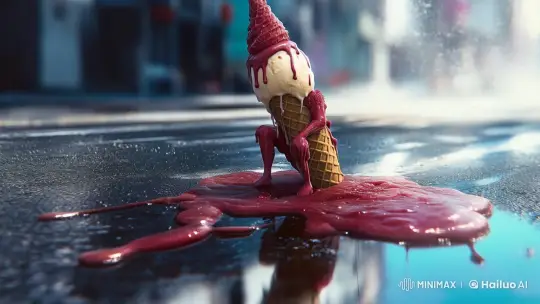 Animated Ice Cream Cone Dances in Urban Setting – AI Generated Video | Hailuo AI