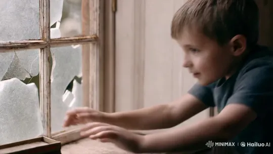 Boy Discovers Toy Truck in Old House Window – AI Generated Video | Hailuo AI