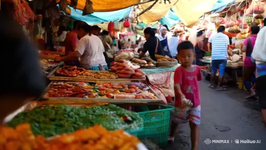 Child's Journey Through Bustling Marketplace – AI Generated Video | Hailuo AI