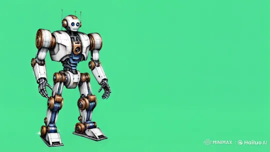 Futuristic Robot Displayed on Static Green Background – AI Generated Video | Hailuo AI