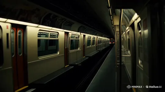Subway Car Panorama with Oncoming Train – AI Generated Video | Hailuo AI