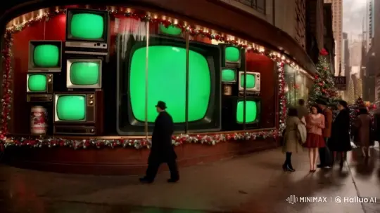 1950s TV Store Celebrates Christmas Spirit – AI Generated Video | Hailuo AI