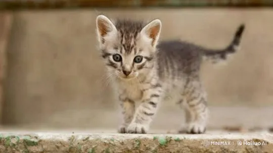 Curious Striped Kitten Explores Concrete Space – AI Generated Video | Hailuo AI