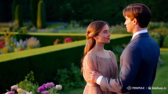 Elegant Couple's Intimate Kiss in a Lush Garden Setting – AI Generated Video | Hailuo AI