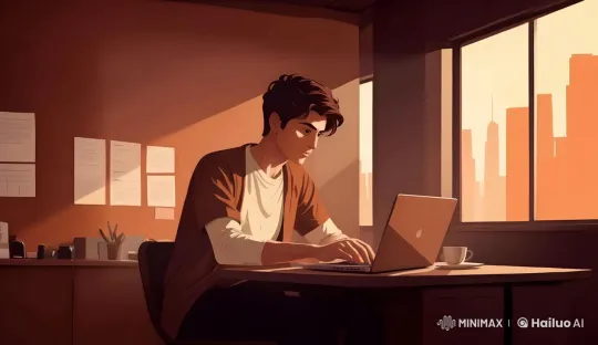 Persian Boy Works Diligently in Animated Corporate Setting – AI Generated Video | Hailuo AI