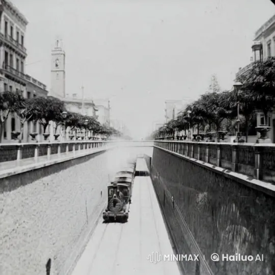 Vintage Steam Train in Historic City Trench – AI Generated Video | Hailuo AI