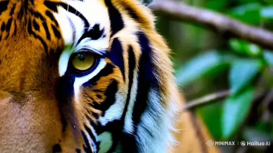 Close-Up of a Majestic Tiger's Eye in the Jungle – AI Generated Video | Hailuo AI