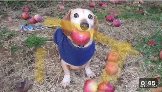 Dog with Infinity Apple in Animated Orchard – AI Generated Video | Hailuo AI
