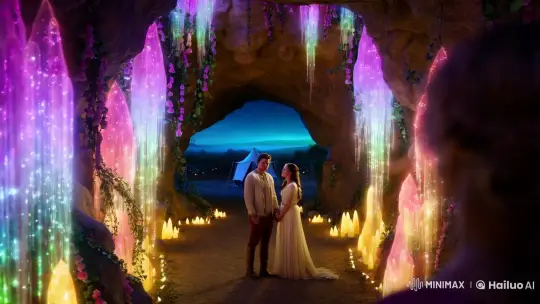 Mystical Cave Illuminates Rinaldo and Almirena's Intimacy – AI Generated Video | Hailuo AI