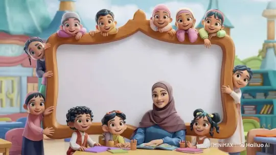 Cheerful Teacher Engages Kids Around Picture Book – AI Generated Video | Hailuo AI