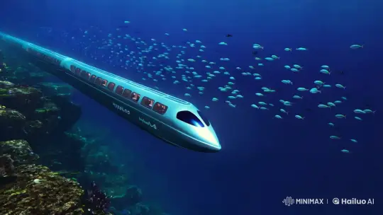 Futuristic Hyperloop Glides Through Ocean's Depths – AI Generated Video | Hailuo AI