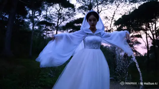 Asian Vampire Bride Vanishes in Enchanted Forest Dusk – AI Generated Video | Hailuo AI