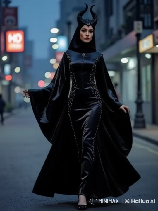 Gothic Character Struts on Urban Catwalk – AI Generated Video | Hailuo AI