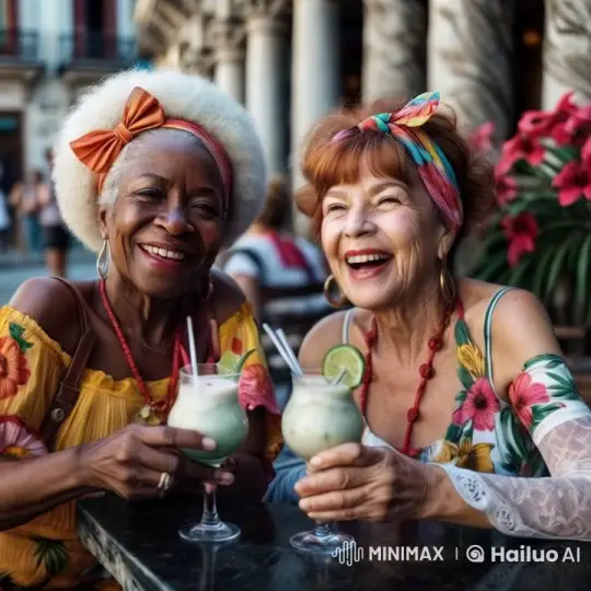 Joyful Women Toasting at Outdoor Cafe – AI Generated Video | Hailuo AI