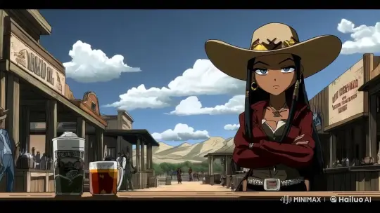 Unimpressed Woman Stands Firm in Old Western Town – AI Generated Video | Hailuo AI