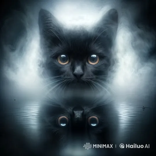 Mysterious Black Cat Emerges from Swirling Mist – AI Generated Video | Hailuo AI