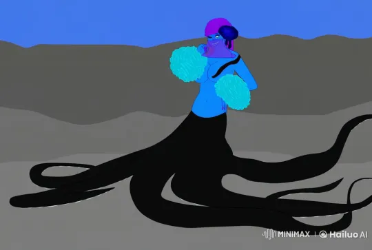 Blue-skinned mermaid with tentacles in serene underwater live2d animation – AI Generated Video | Hailuo AI