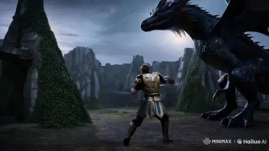 Hero vs. Dragon: Epic Battle in Moonlit Ruins – AI Generated Video | Hailuo AI