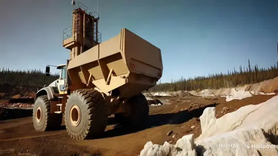 Colossal Dump Truck in Vast Ore Mine Landscape – AI Generated Video | Hailuo AI