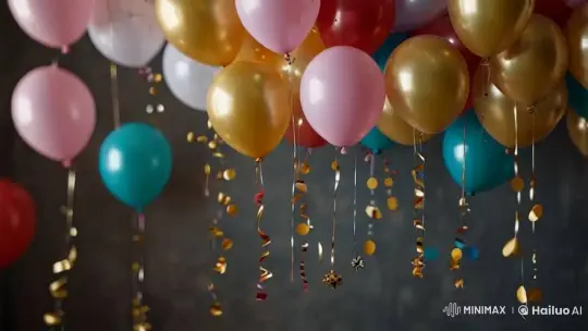 Colorful Balloons Create Joyful Birthday Atmosphere – AI Generated Video | Hailuo AI