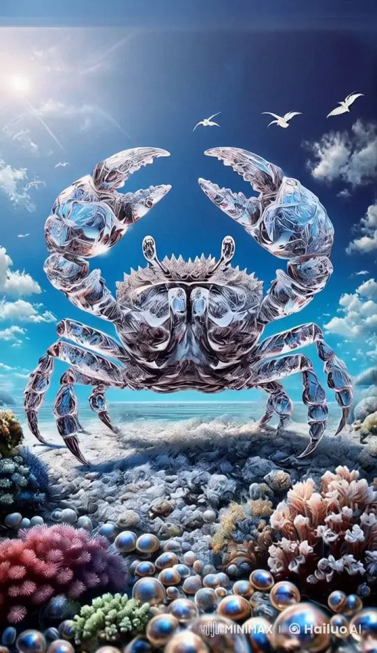 Vibrant Underwater Adventure of a Live2D Crystal Crab – AI Generated Video | Hailuo AI