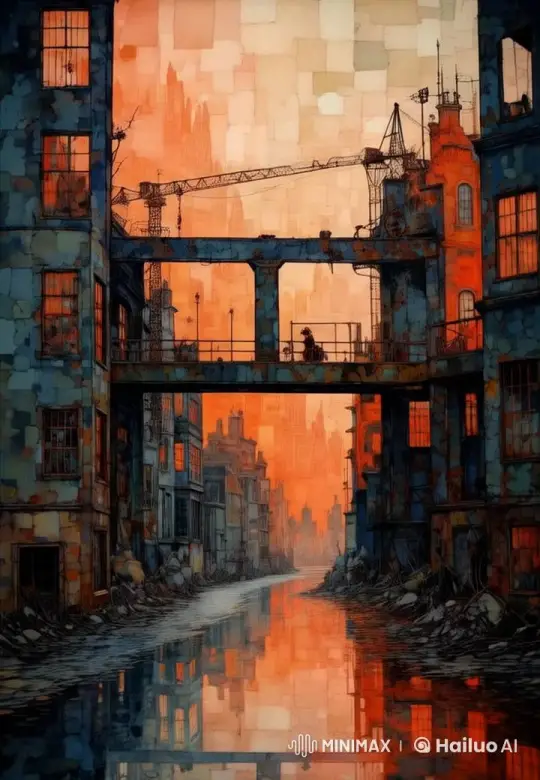 Post-Apocalyptic Cityscape Walkthrough in Live2D Animation – AI Generated Video | Hailuo AI