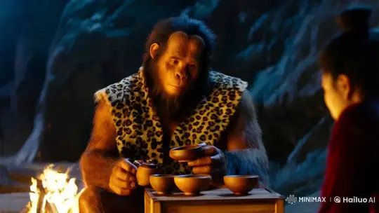 Neanderthal Engages in Refined Tea Ceremony in Ancient Cave – AI Generated Video | Hailuo AI