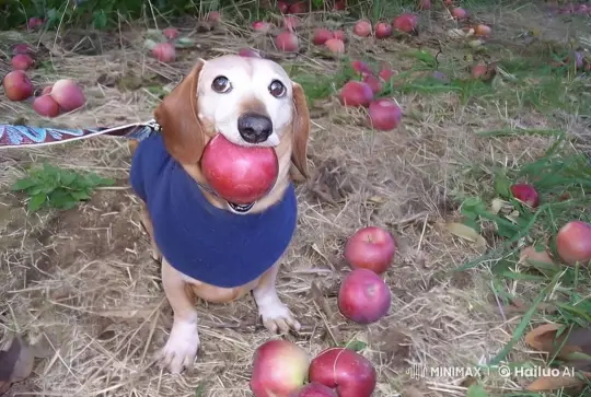 Dancing Dog Enlivens Apple Orchard Scene – AI Generated Video | Hailuo AI