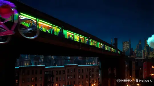 Vintage Bikes and Nostalgic Streetscape Illuminated at Night – AI Generated Video | Hailuo AI