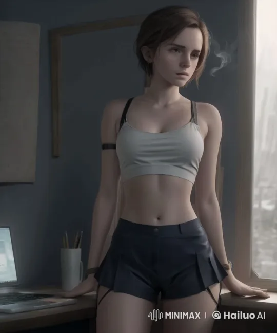 Woman in White Crop Top Shows Paper in Dimly Lit Room – AI Generated Video | Hailuo AI