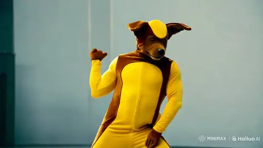 Dog-like Anime Character Performs in Minimalistic Setting – AI Generated Video | Hailuo AI