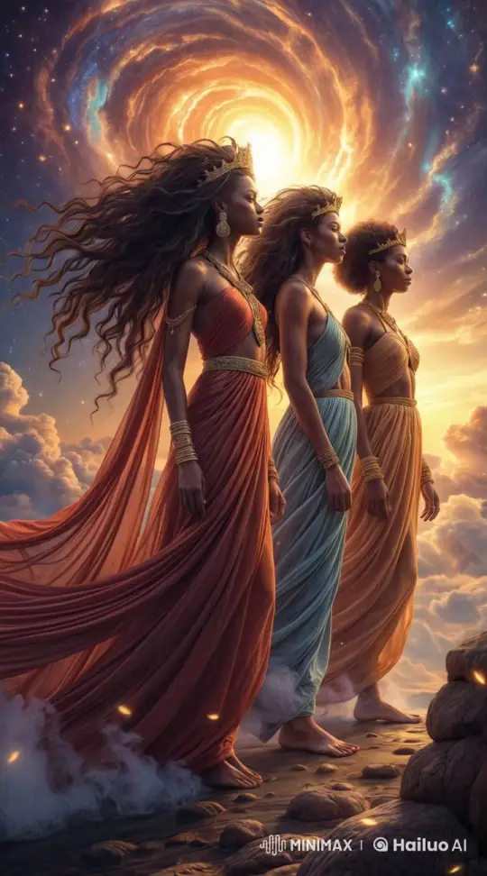 Radiant Women Walk into Cosmic Vortex at Sunset – AI Generated Video | Hailuo AI