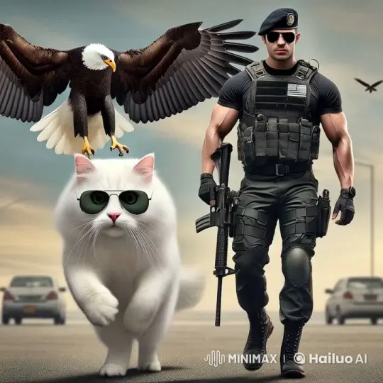 Tactical Soldier, Cat, and Eagle in Dynamic Live2D Animation – AI Generated Video | Hailuo AI