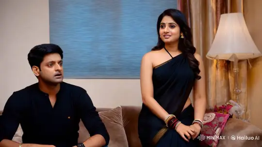 Indian Couple Reacts to Acting News in Cozy Living Room – AI Generated Video | Hailuo AI