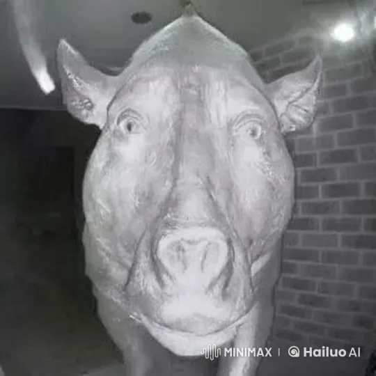 Pig's Curious Exploration Under Nighttime Security Cam – AI Generated Video | Hailuo AI