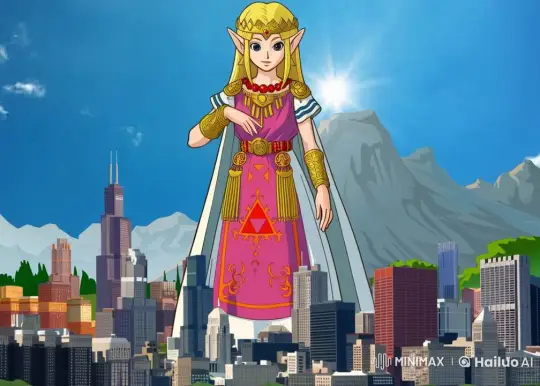 Princess Zelda Admires Cityscape in Majestic Live2D Animation – AI Generated Video | Hailuo AI
