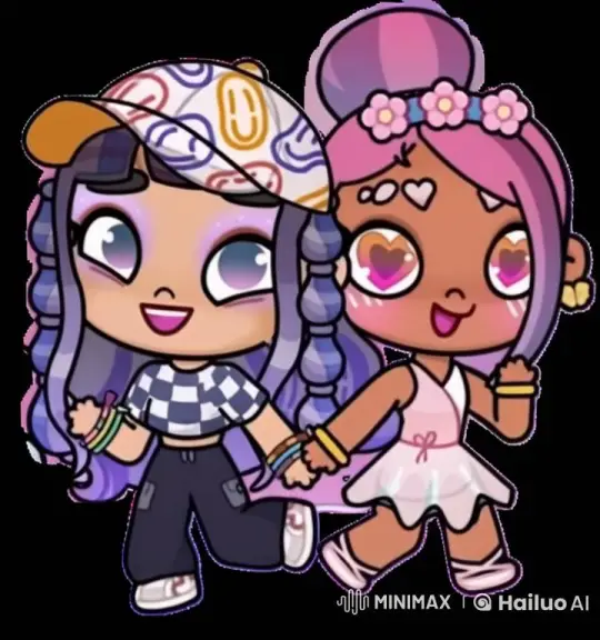 Two Cartoon Friends Walk Hand in Hand in Live2D Animation – AI Generated Video | Hailuo AI