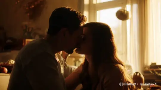 Intimate Kiss Captured in Artful Cinematic Frame – AI Generated Video | Hailuo AI