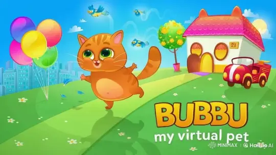 Cheerful Cat Frolics in Animated Landscape with BUBBU – AI Generated Video | Hailuo AI