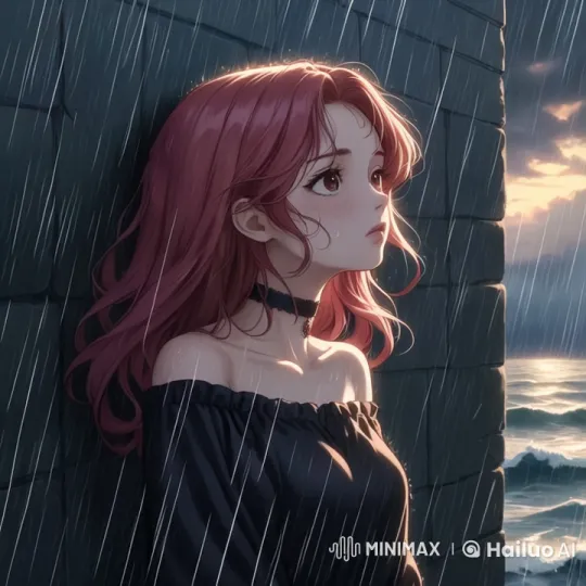 Red-Haired Woman in the Rain: A Melancholic Ode – AI Generated Video | Hailuo AI