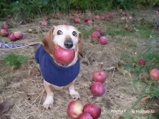 Dog Surprised by Money Falling from Inflating Apple – AI Generated Video | Hailuo AI