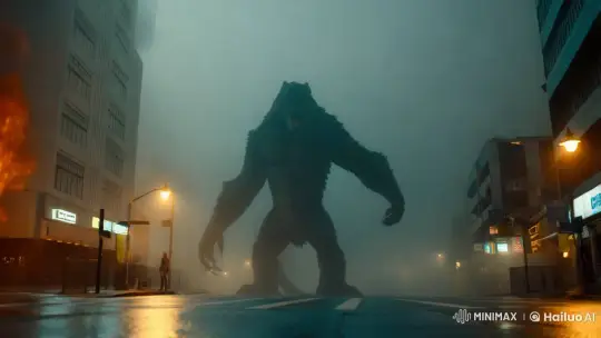 Tokyo's Monster Shadow Meets Innocent Duck in Dramatic Scene – AI Generated Video | Hailuo AI