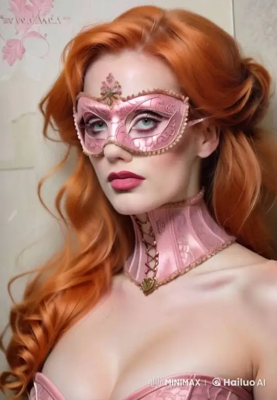Elegant Woman in Pink Corset Conducing Graceful Conversation – AI Generated Video | Hailuo AI