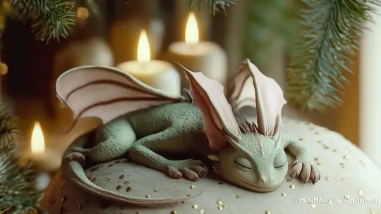 Santa Cap and Gift Surprise a Sleeping Dragon – AI Generated Video | Hailuo AI