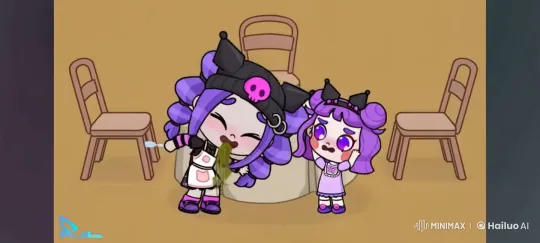 Kuromi Vomits in Distress, My Melody Worried – AI Generated Video | Hailuo AI