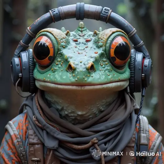 Frog in Headphones Holds Gun to Camera – AI Generated Video | Hailuo AI