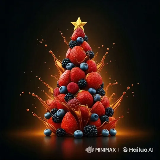 Christmas Fruit Tree Collapses in Cola Eruption – AI Generated Video | Hailuo AI