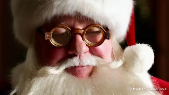 Santa Claus Transformation: A Close-Up of Joy – AI Generated Video | Hailuo AI